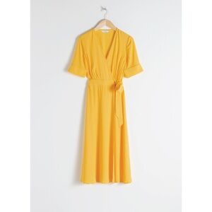 & Other Stories Paris Atelier Yellow Midi Wrap Dress (0)